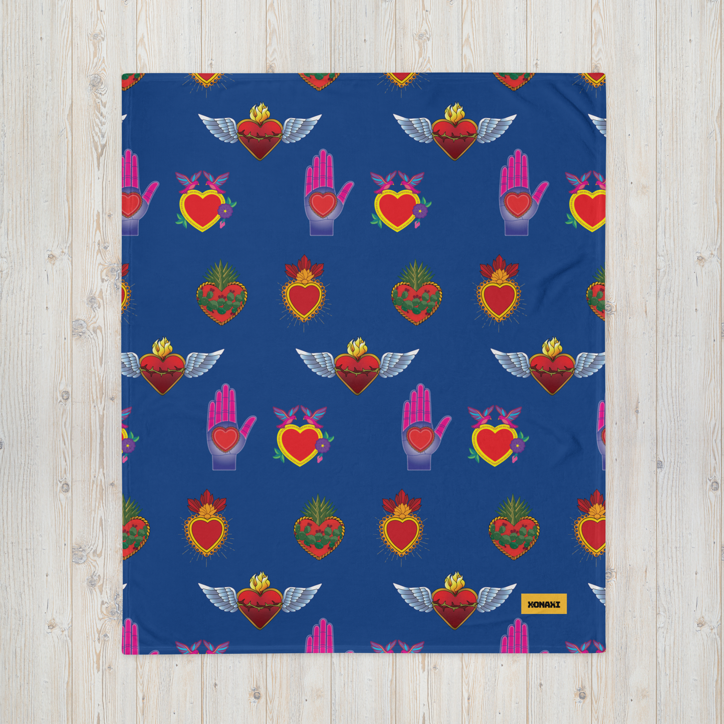 Sacred Heart Blue Throw Blanket