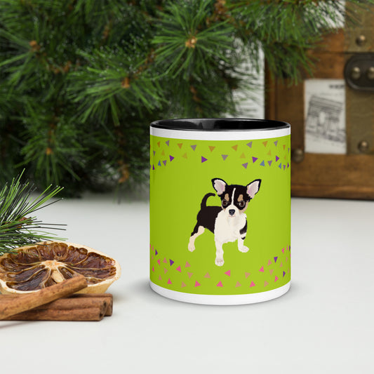 Chihuahua Pup Mug with Color Inside (Green yellow)